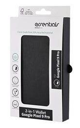 Google Pixel 9 / Pixel 9 Pro - Essentials Ekoläder 2-i-1 Löstagbart Plånboksfodral Svart